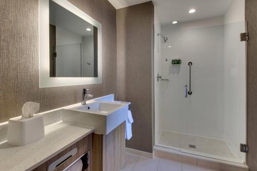 蒙哥马利SpringHill Suites by Marriott Montgomery Downtown的一间带水槽和淋浴的浴室