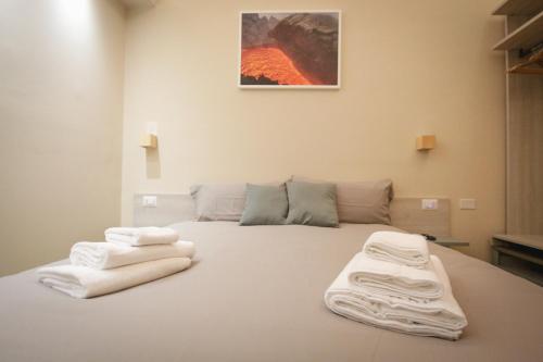卡塔尼亚Etna Vibes Home的一间卧室配有一张带白色毛巾的床