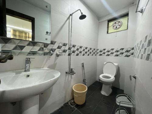 穆里The Realtors Inn Deluxe Cottage Murree的一间带水槽和卫生间的浴室