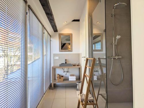 奥贝奈科特奥旅馆的带淋浴和木梯的浴室