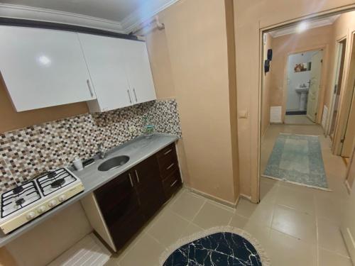 ArnavutköyPrivate Room in Istanbul #103的厨房配有水槽和炉灶。
