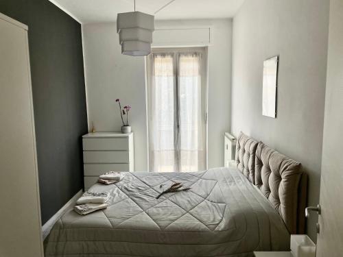 韦尔切利Appartamento Le Risaie的一间卧室设有一张床和一个窗口