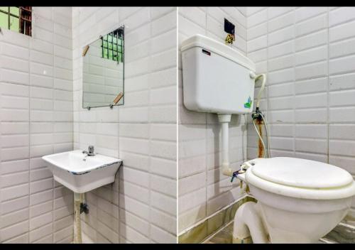 阿格拉Dev Guest House By WB Inn的一间带卫生间和水槽的浴室