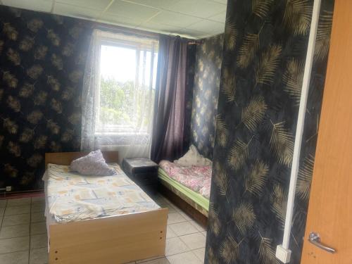 雷泽克内Nakts zvaigzne的小房间设有两张床和窗户