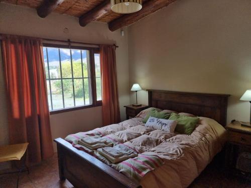 胡阿卡勒拉Cabañas Inti Raymi的卧室内的一张大床,设有窗户