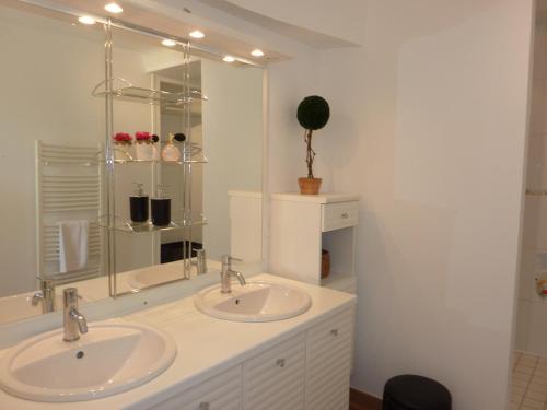 滨海科勒维尔La Suite Le Nôtre的浴室设有2个水槽和镜子