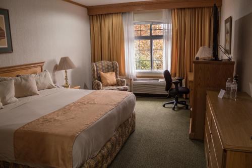 奇瓦瓦斯科莫罗酒店的酒店的客房 - 带一张床、椅子和窗户