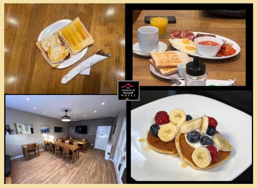 伦敦科莫盖特酒店的一张四张早餐食品图片的拼贴画