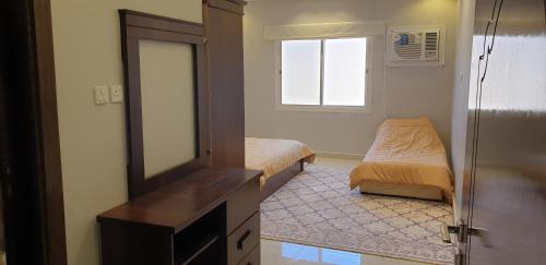 阿尔莎法مزرعة الكرم الحاتمي的一间带镜子和床的小卧室