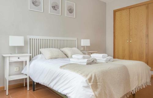 比利亚努阿Casa Vista Nueva Villanua的卧室配有白色床和毛巾