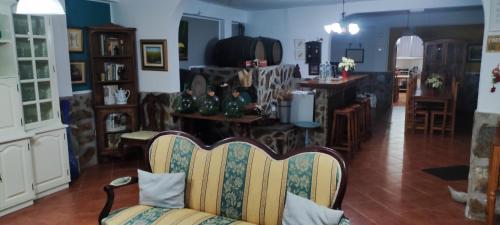 拉拉古纳Finca Rural La Casa Verde Shalom Tenerife的带沙发的客厅和厨房