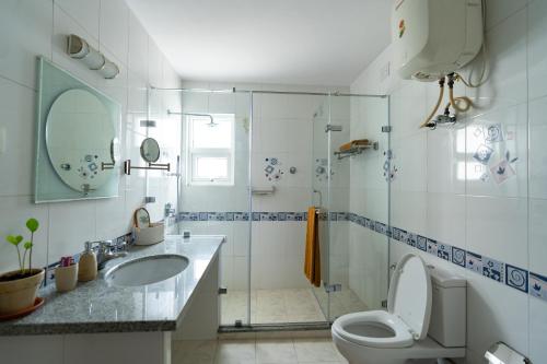 班加罗尔Luho 206的浴室配有卫生间、盥洗盆和淋浴。