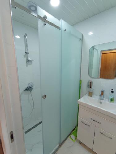 萨克德佐尔镇Alvina complex的带淋浴和盥洗盆的浴室
