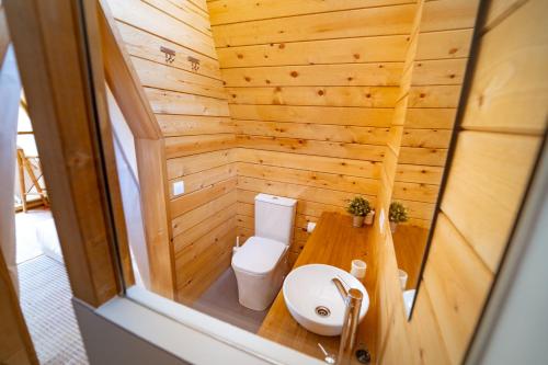 坎布里尔斯Kampaoh Cambrils的一间带卫生间和水槽的小浴室