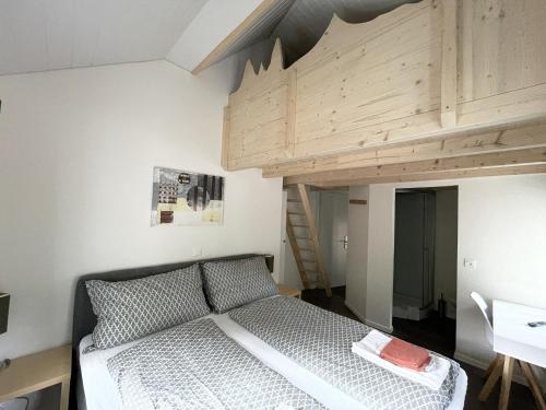 古尔特纳伦Hotel Sternen的一间卧室配有一张双层床和梯子
