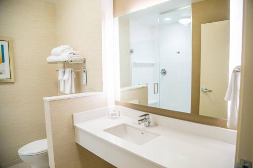 波卡特洛波卡特洛万枫酒店的一间带水槽、镜子和卫生间的浴室