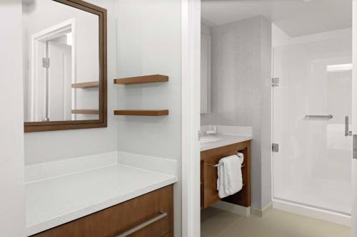 塔斯卡卢萨Residence Inn by Marriott Tuscaloosa的一间带水槽和镜子的浴室