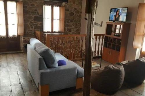 La Vega de RiosaCASONA SARIEGO, APARTAMENTO的带沙发和电视的客厅