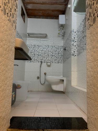 焦特布尔MAGAN NIWAS的一间带卫生间和淋浴的浴室。
