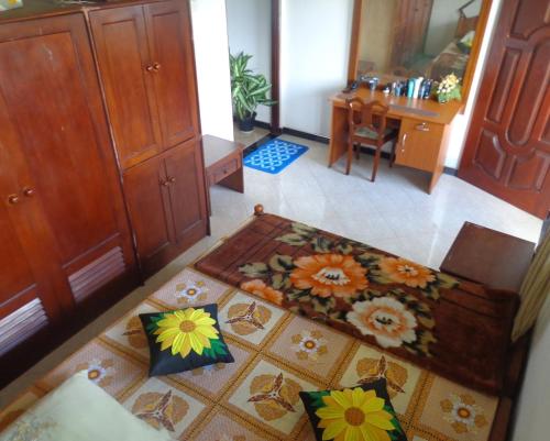 卡卢特勒Asoka Resident Kalutara的享有空中景致的客厅,客厅铺有地毯