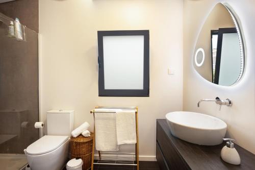 普拉泽里什Referta Apartamento T1的一间带水槽、卫生间和镜子的浴室