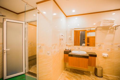 保禄连多星酒店的一间带水槽和淋浴的浴室