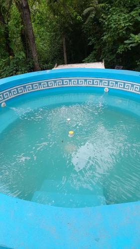 San AntonioSelva Nuez的充满蓝色海水的游泳池