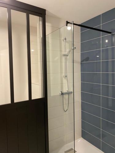圣让-德蒙Résidence Domaine de Lumière的浴室里设有玻璃门淋浴
