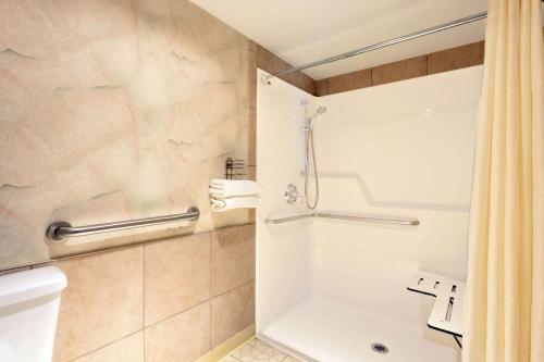 西塔科西雅图/西塔国际机场戴斯酒店的带淋浴和卫生间的浴室