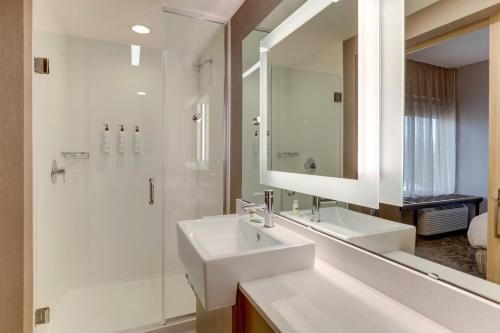 CherawSpringHill Suites by Marriott Cheraw的白色的浴室设有水槽和淋浴。