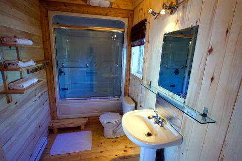 加斯佩世界尽头度假屋的一间带水槽和卫生间的浴室