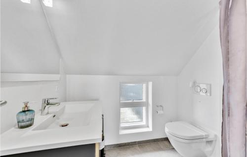 灵克宾8 Bedroom Amazing Home In Ringkbing的白色的浴室设有卫生间和水槽。