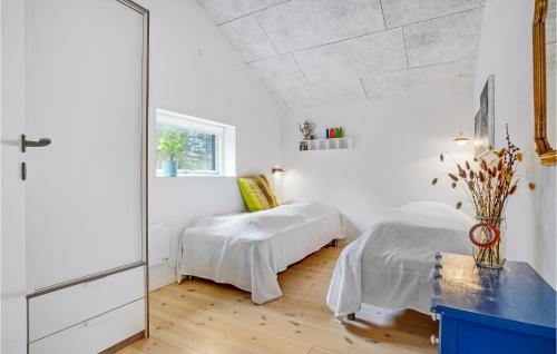 埃贝尔托夫特5 Bedroom Awesome Home In Ebeltoft的一间卧室配有两张床和镜子
