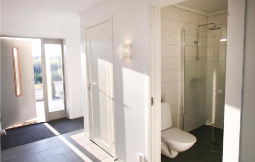斯切灵加德4 Bedroom Gorgeous Home In Skillingaryd的一间带卫生间和玻璃淋浴间的浴室