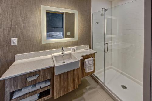 阿马里洛阿马里洛万豪春季山丘套房酒店的一间带水槽和淋浴的浴室