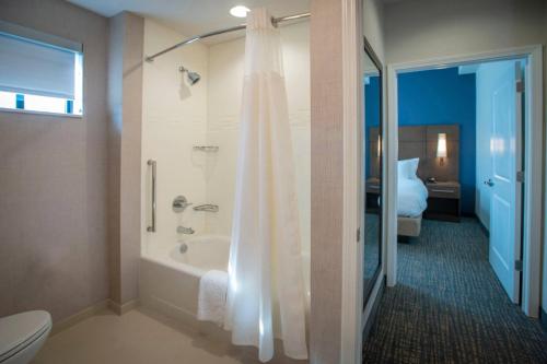 彭萨科拉Residence Inn by Marriott Pensacola Airport/Medical Center的浴室配有浴缸、淋浴和卫生间