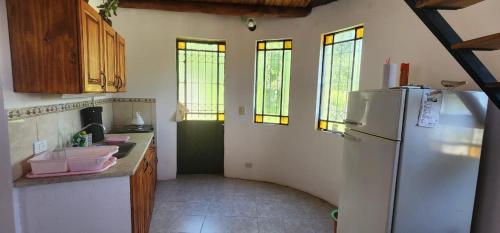 GualeguaychúLa Paisanita Gualeguaychú #lapaisanitagchu的厨房配有冰箱和一些窗户。