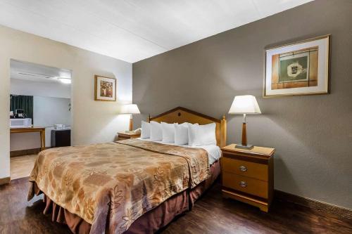 温泉城Lotus by Hotel Inn - Hot Springs的一间酒店客房 - 带一张床和一间浴室