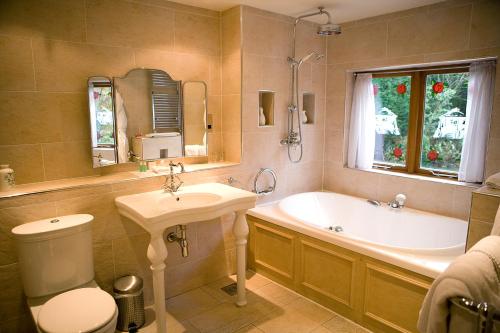 克利夫罗吉本桥酒店的一间带水槽、浴缸和卫生间的浴室