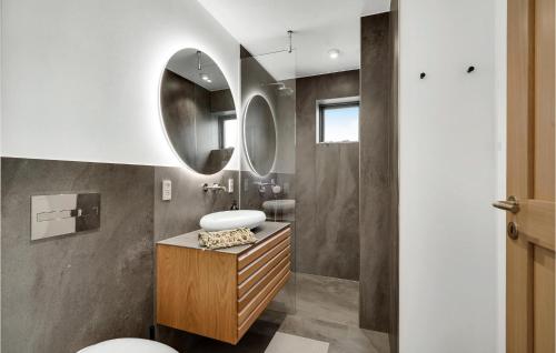 凯特明讷2 Bedroom Gorgeous Apartment In Kerteminde的一间带水槽和镜子的浴室