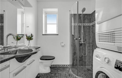 霍恩拜克Awesome Home In Hornbk With Kitchen的浴室配有卫生间、盥洗盆和淋浴。