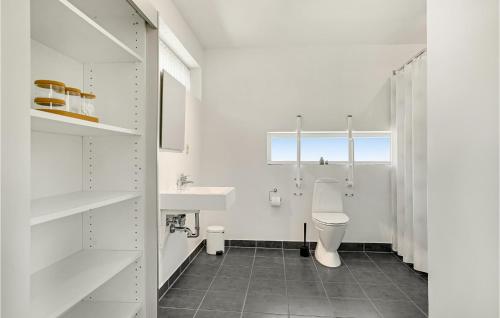 奥贝克Nice Home In lbk With Wifi的白色的浴室设有卫生间和水槽。
