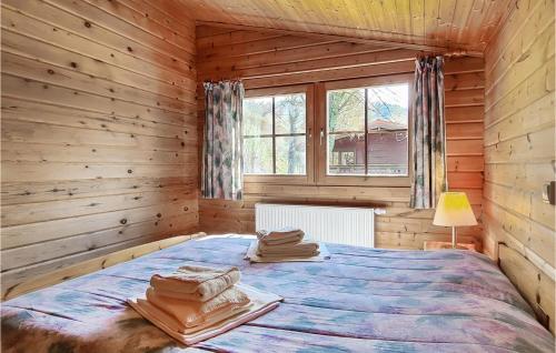 FehrenbachStunning Home In Masserberg Ot Fehrenba With Wifi的小木屋内一间卧室,配有一张床