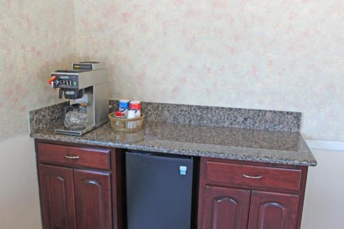 奥兰治奥兰治橙色塔斯廷酒店的厨房台面上配有咖啡壶