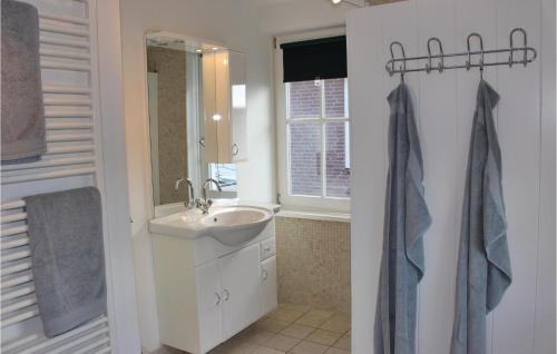 布勒克伦Amazing Home In Breukelen With 3 Bedrooms And Wifi的白色的浴室设有水槽和镜子