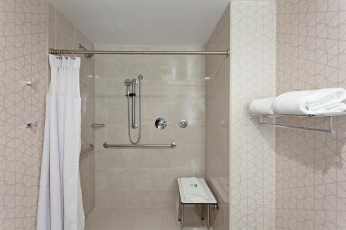联合市联合市硅谷北皇冠假日酒店的带淋浴和浴帘的浴室