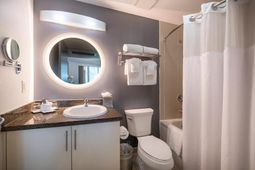迈阿密Private Oasis at Arya的一间带卫生间、水槽和镜子的浴室