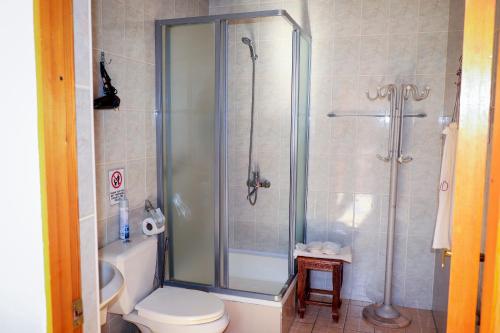 布哈拉萨洛姆旅馆的带淋浴和卫生间的浴室
