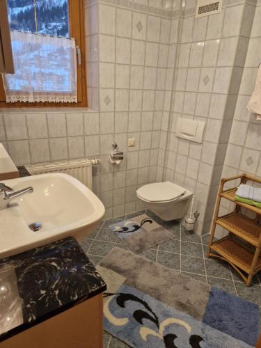 巴特霍夫加施泰因Landhaus Salzmann的一间带水槽和卫生间的浴室