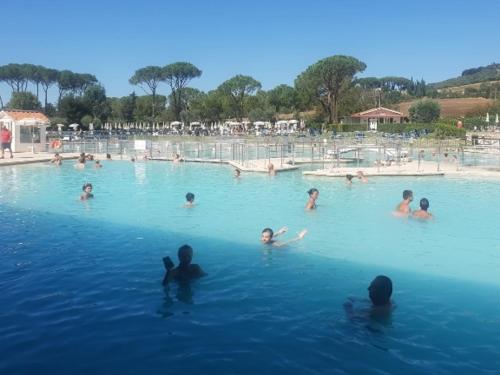 RoccalbegnaCasa Il Cecio的一群人在游泳池游泳
